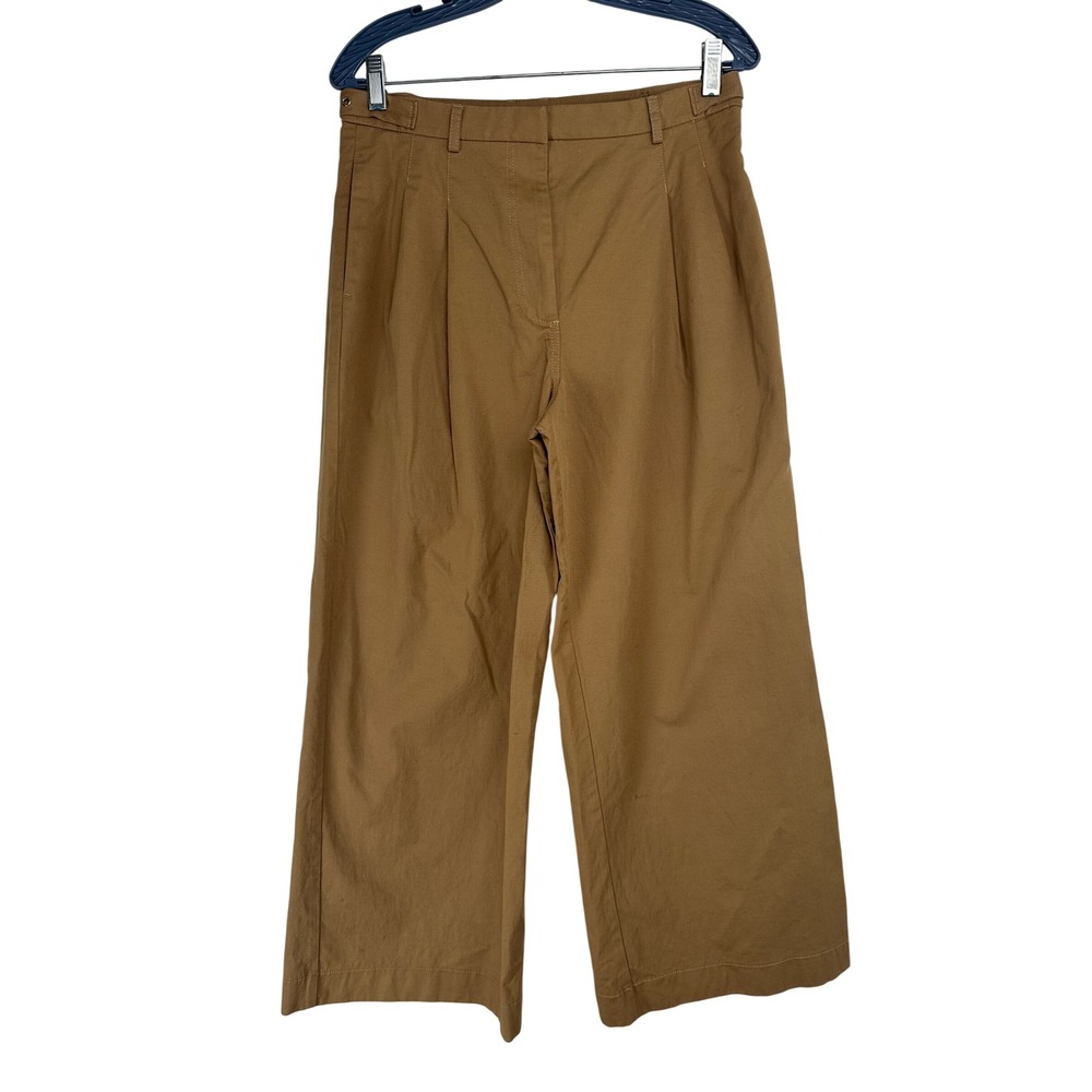 Abercrombie & Fitch Brown Pleated Wide Leg Pants Cotton Linen Blend Size 29S